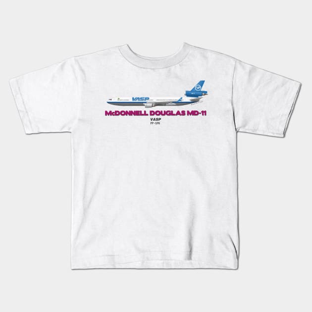 McDonnell Douglas MD-11 - VASP Kids T-Shirt by TheArtofFlying